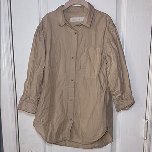 Zara Button down girls dress size 6 color khaki with pockets
